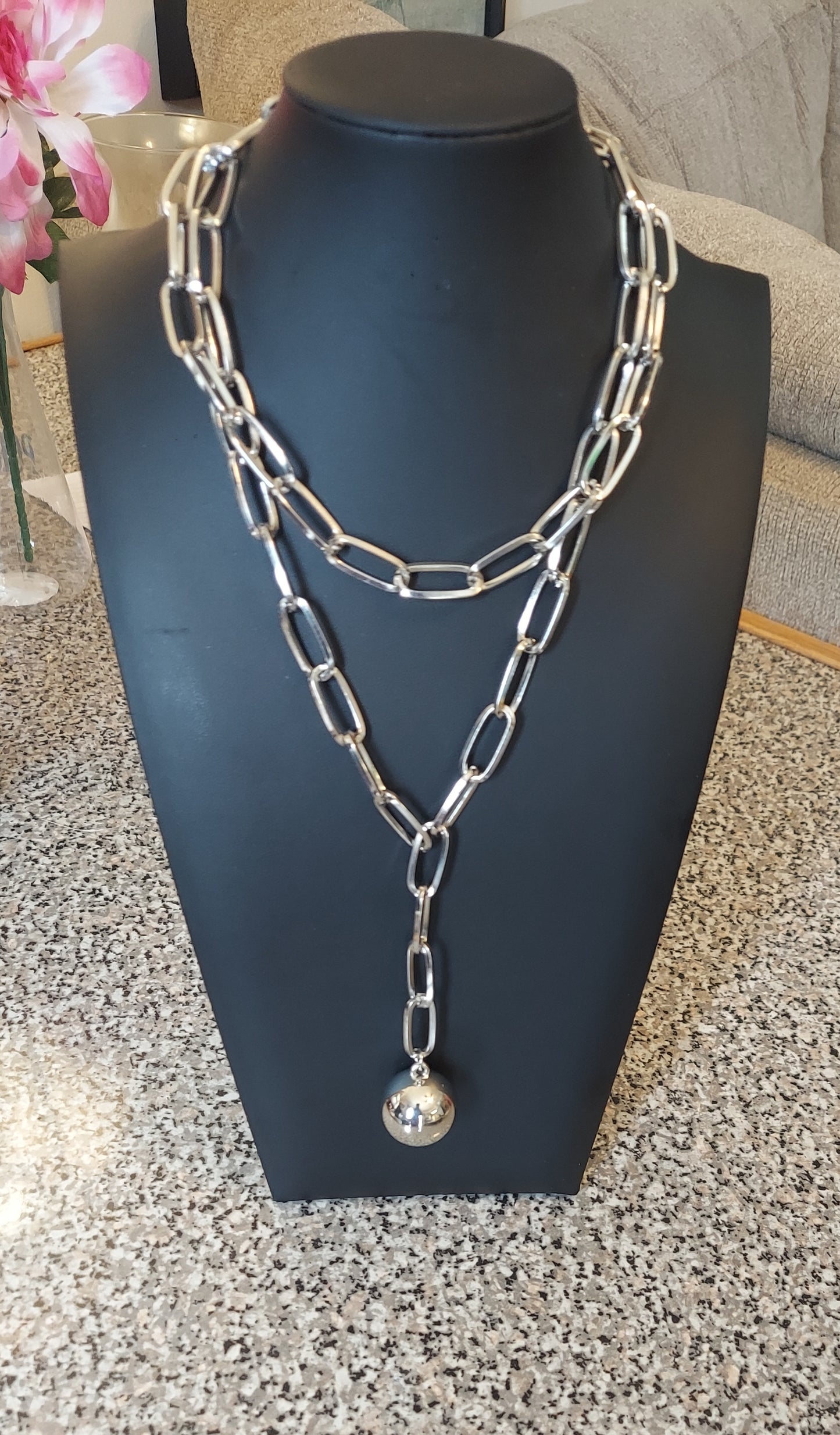 Balancing Ball- Silver Necklace