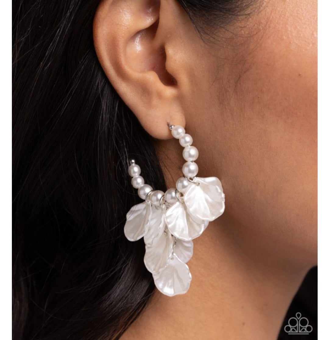 Frilly Feature- White Earrings