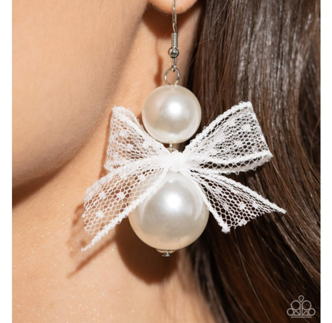 Elegance Ease- White Earrings