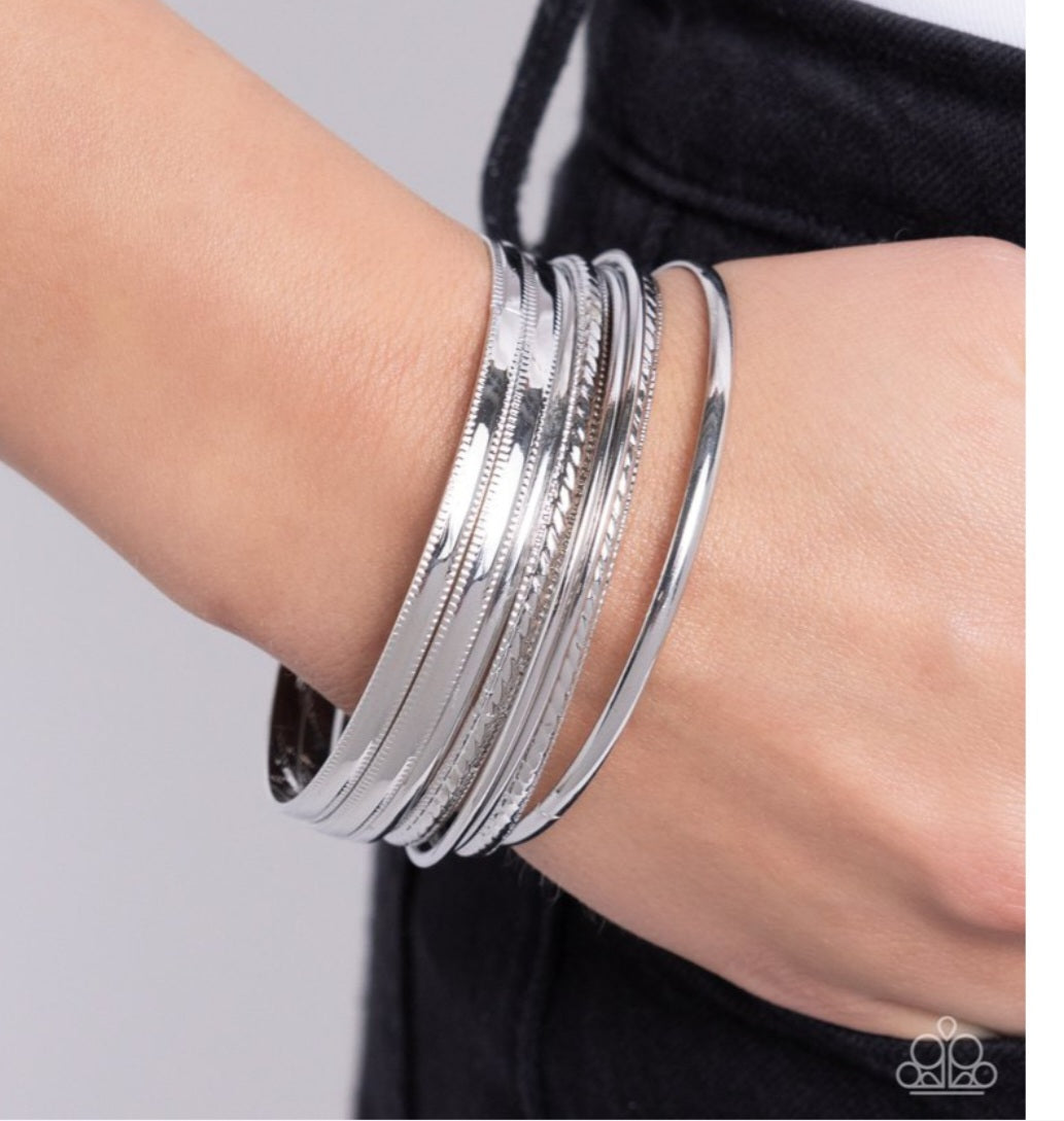 Stackable Shimmer-Silver Bracelet