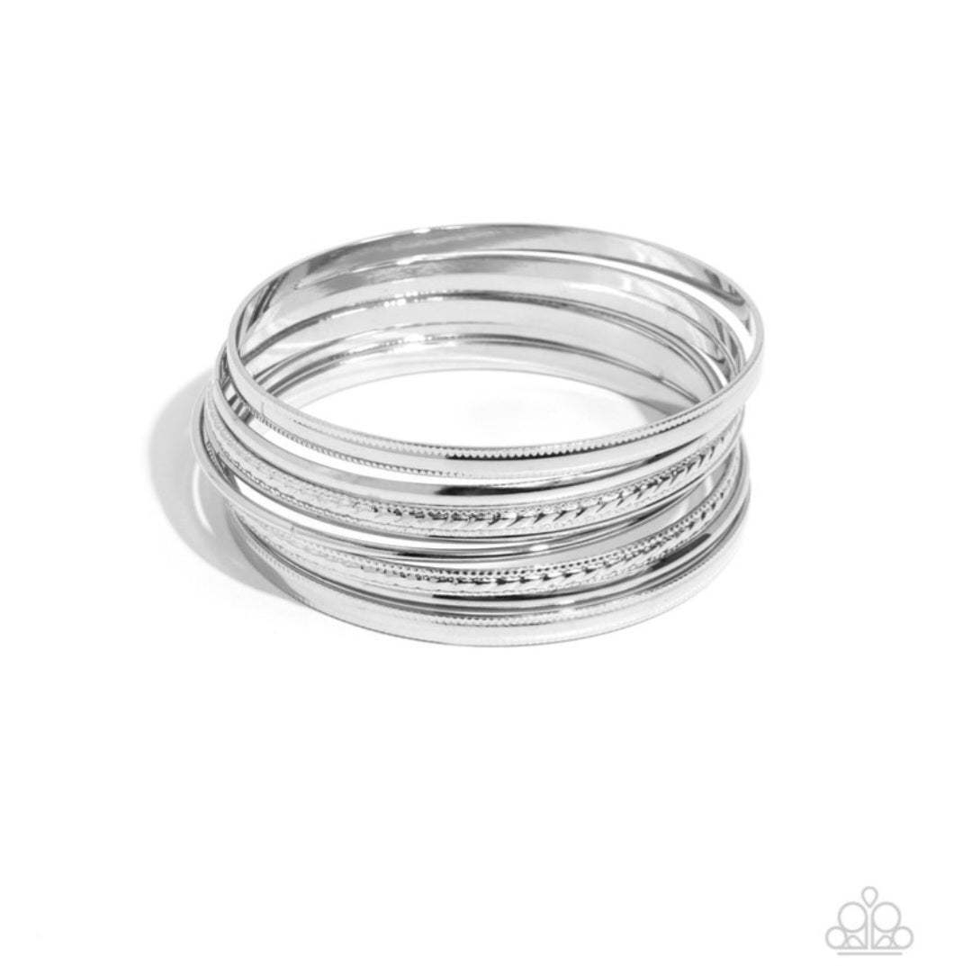 Stackable Shimmer-Silver Bracelet