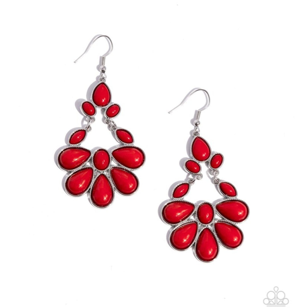 Colorfully Canopy- Red Earrings