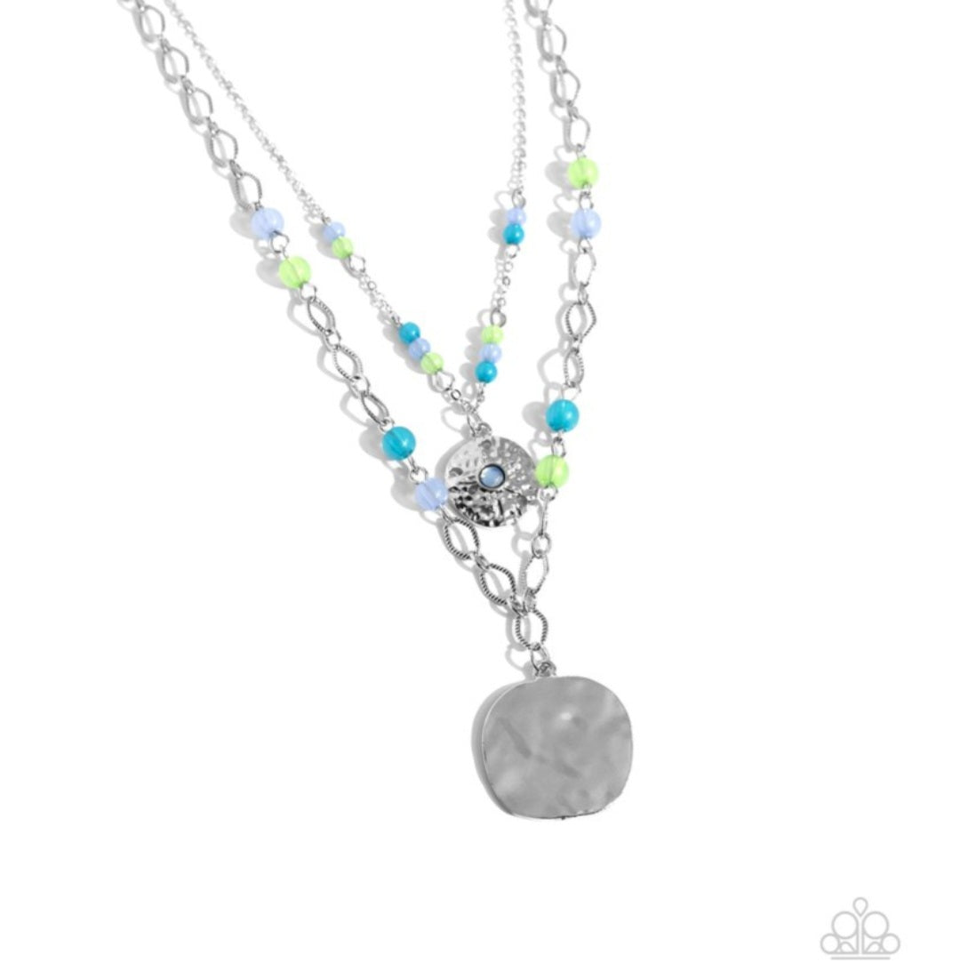 Sand Dollar Season- Blue Necklace