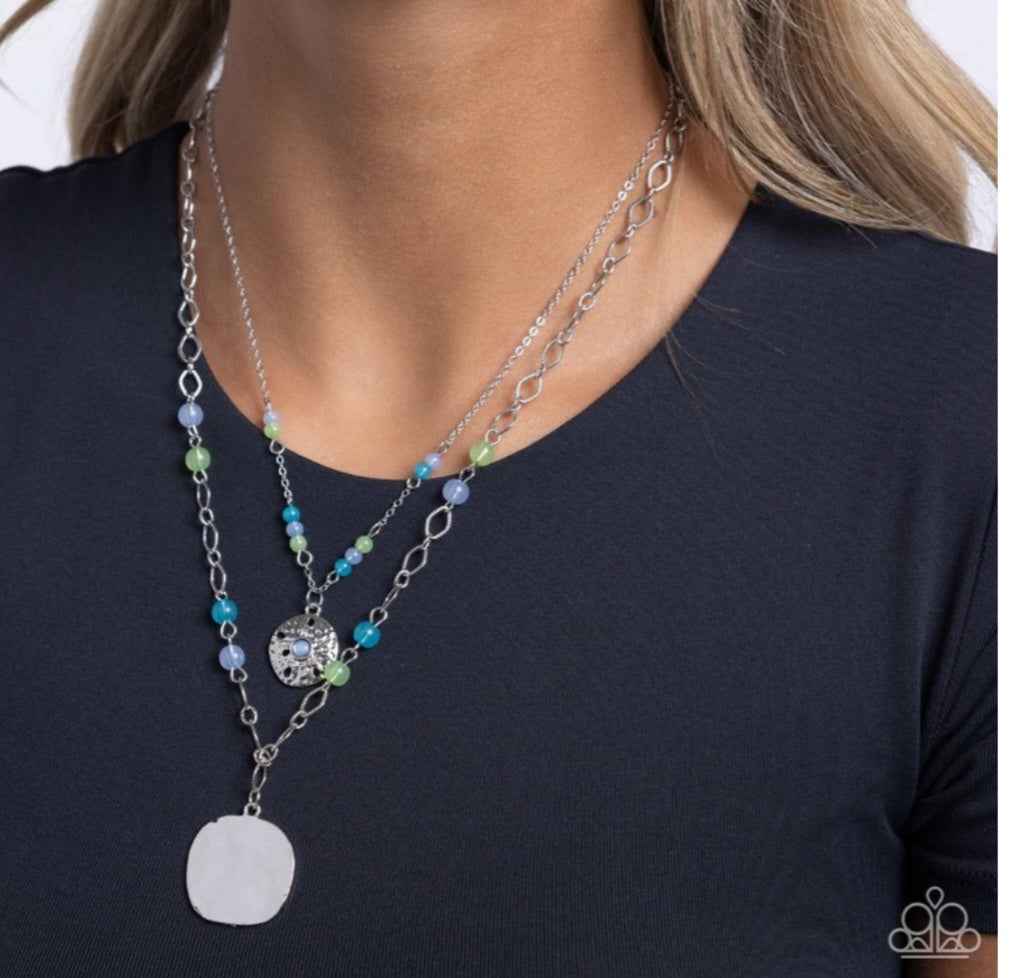 Sand Dollar Season- Blue Necklace