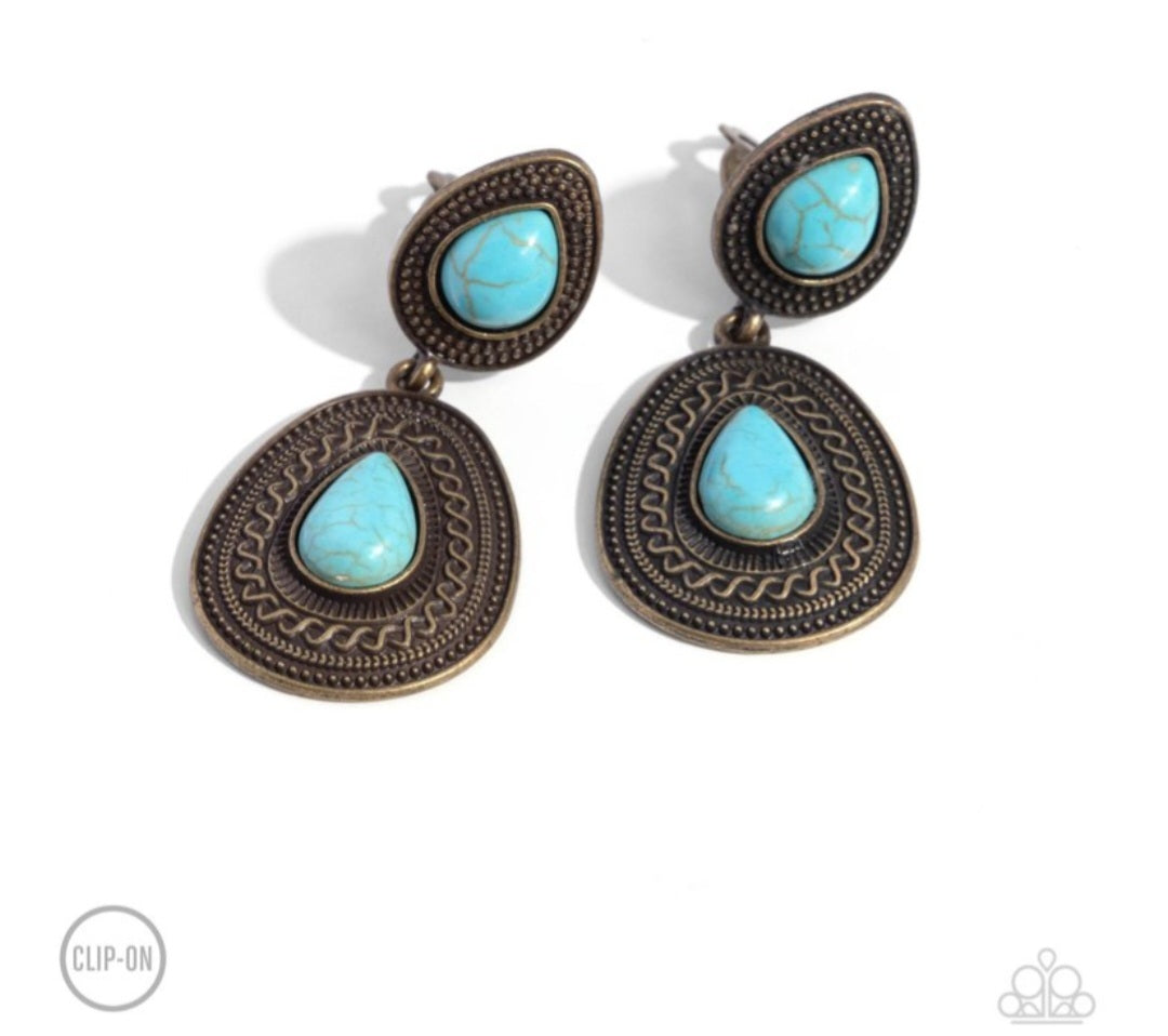 Country Soul- Brass Clip On Earrings