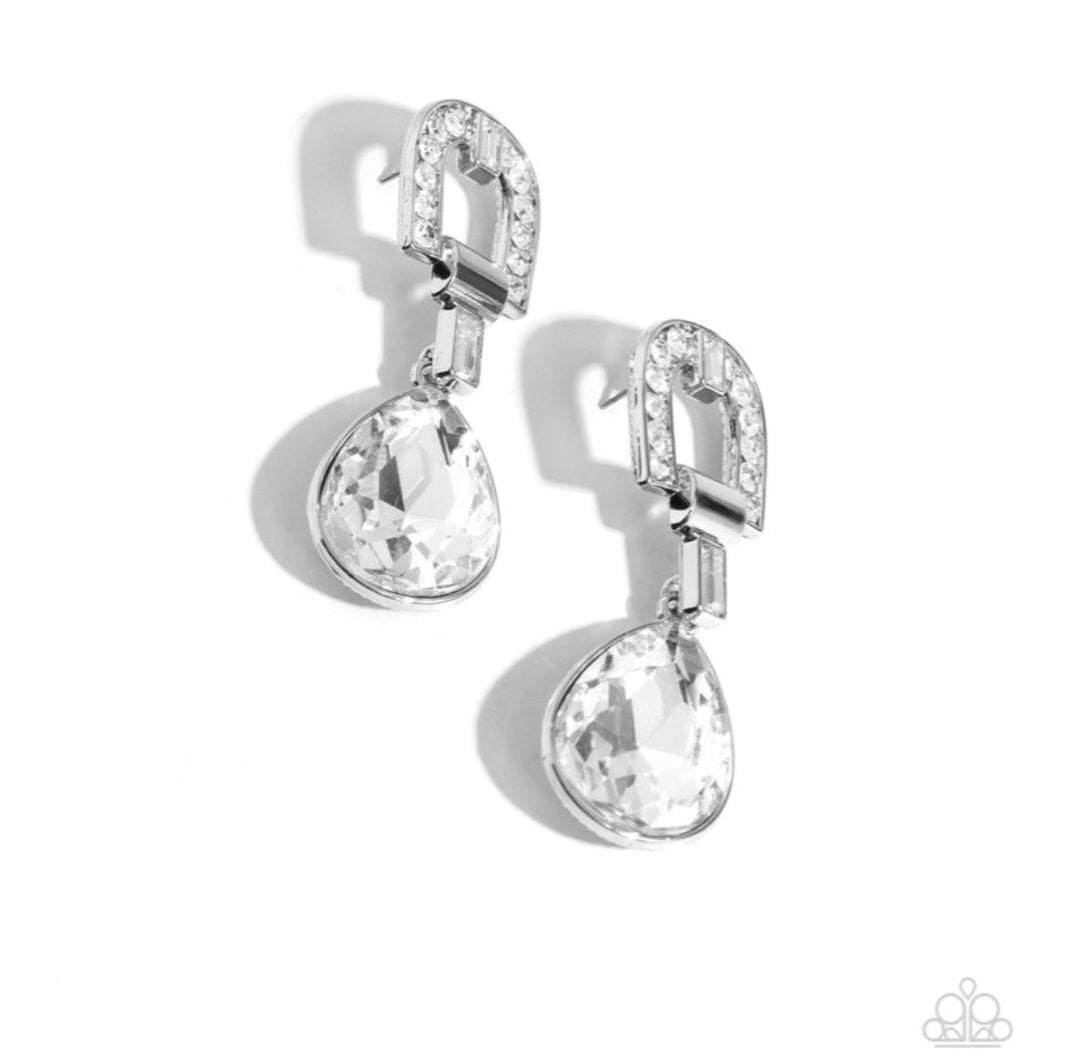 In Arching Order- White Earrings