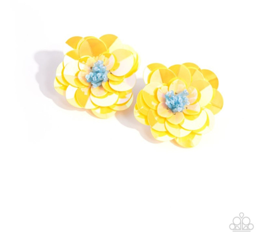 Floating Florals-Yellow Earrings