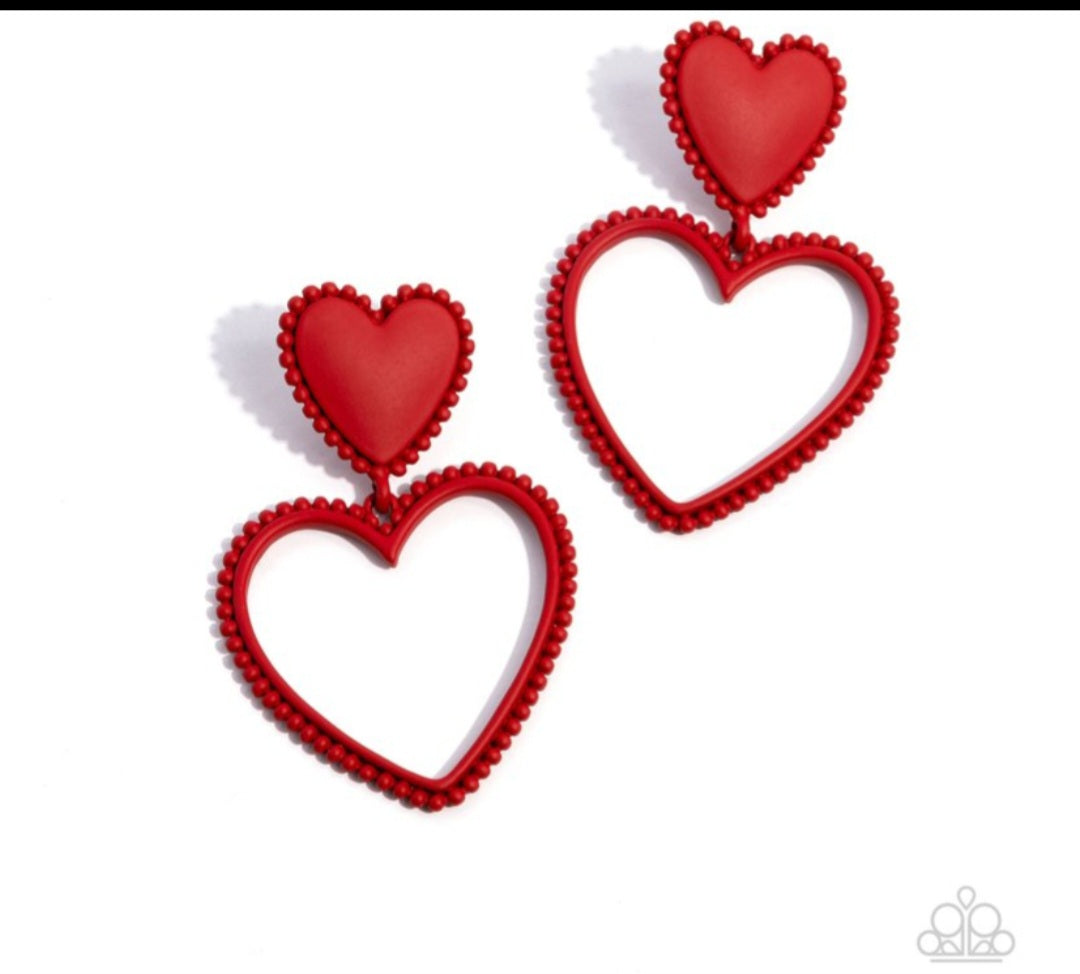 Casual Chemistry-Red heart Earrings