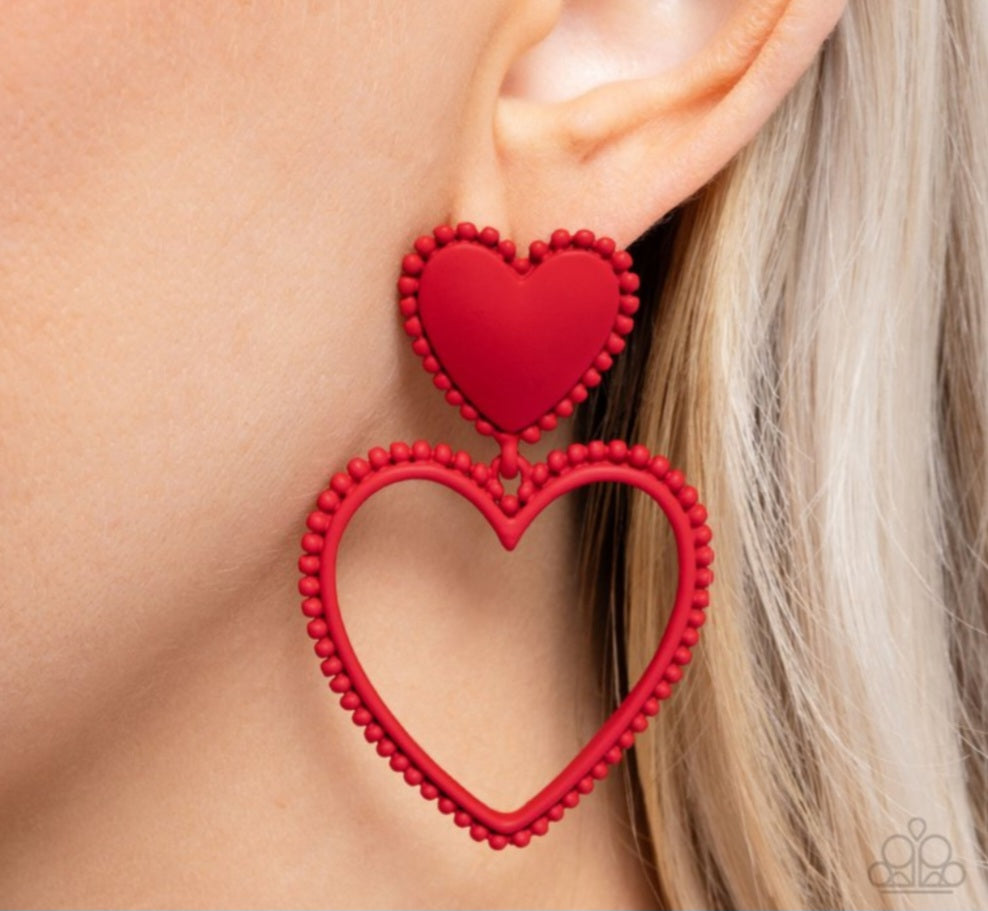 Casual Chemistry-Red heart Earrings