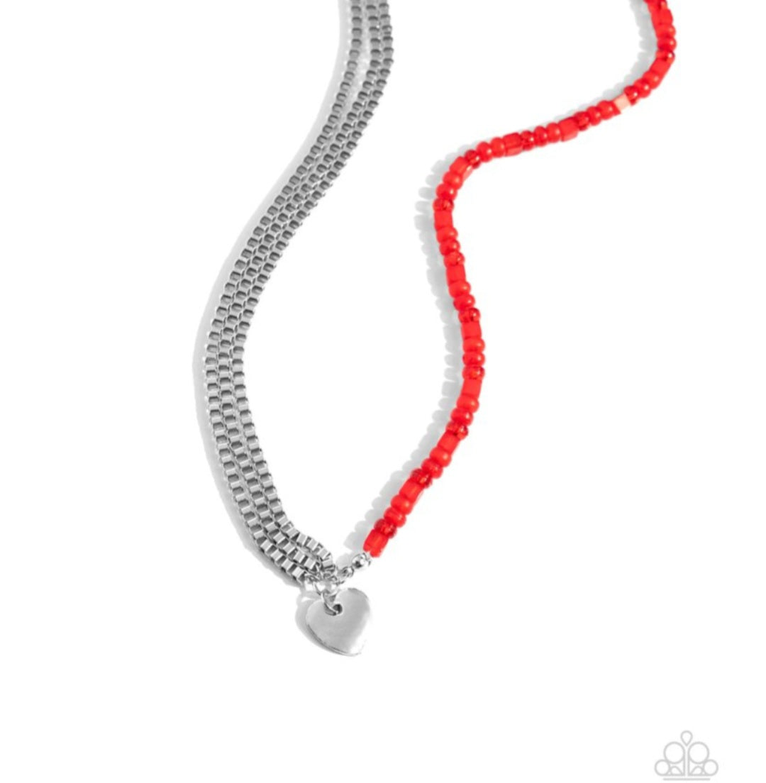 Squared Sweetheart- Red Necklace