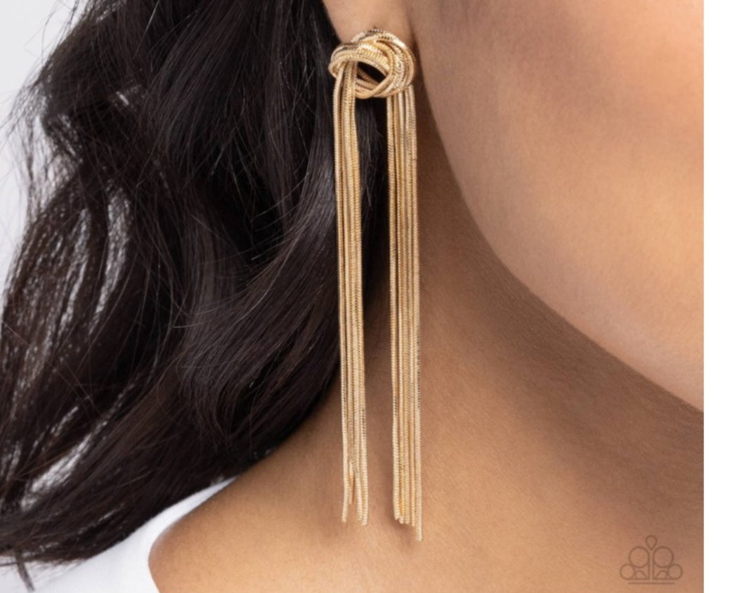 All Strands on Deck-Gold Earrings