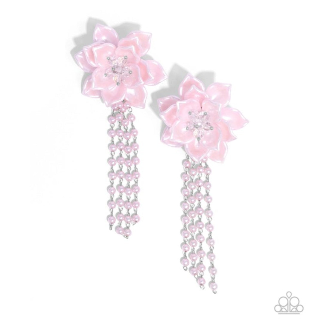 Lotus Length- Pink Earrings
