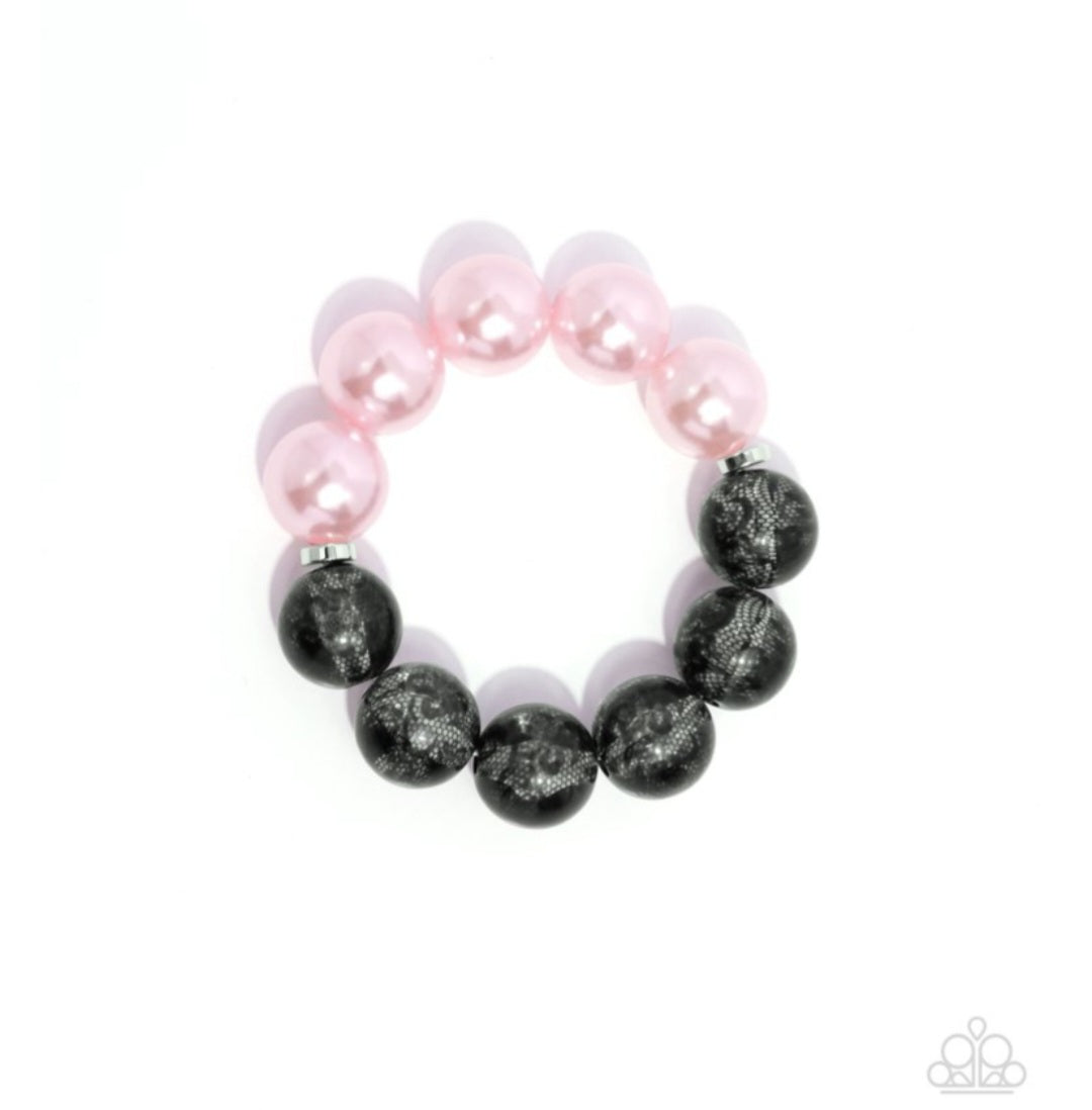 Complete Look- Pink/Black Necklace & Bracelet Set