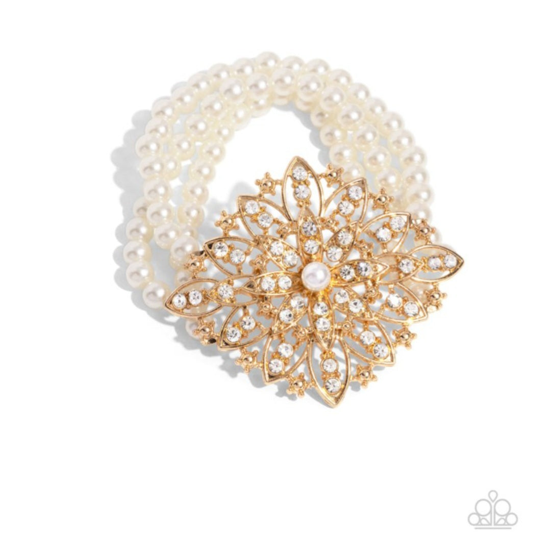 Flattering Floral- Gold Bracelet