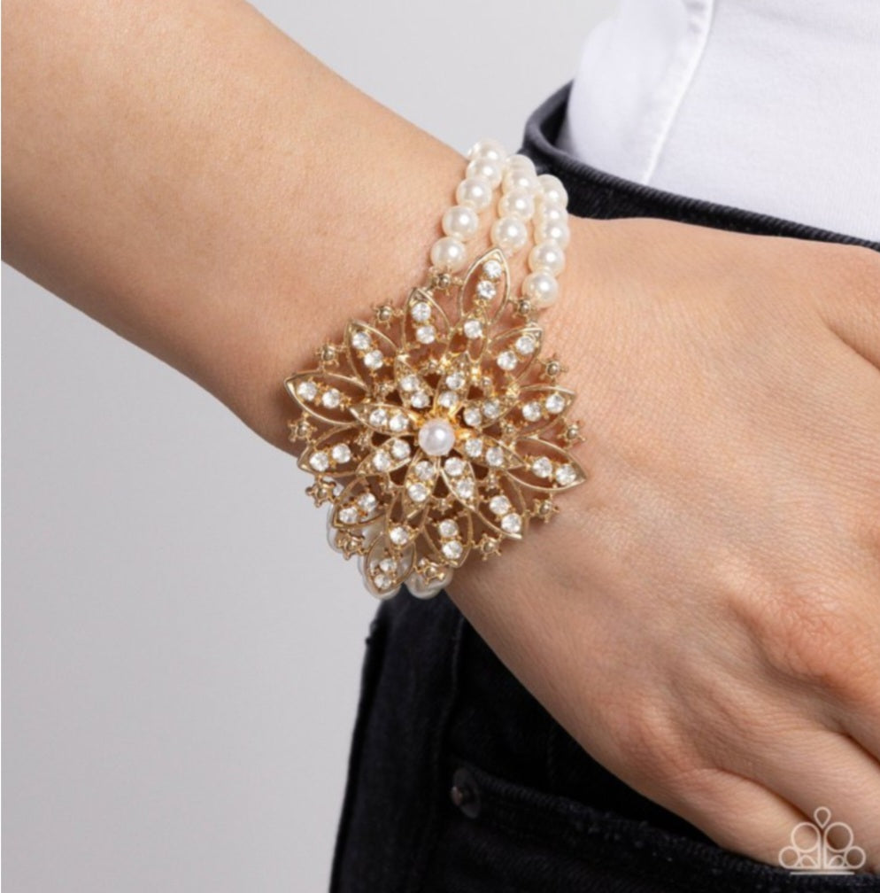 Flattering Floral- Gold Bracelet