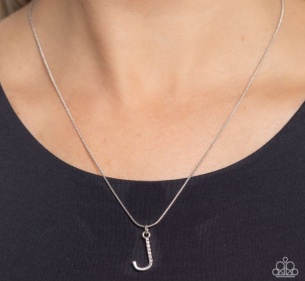 Letter of the Law - White J Necklace