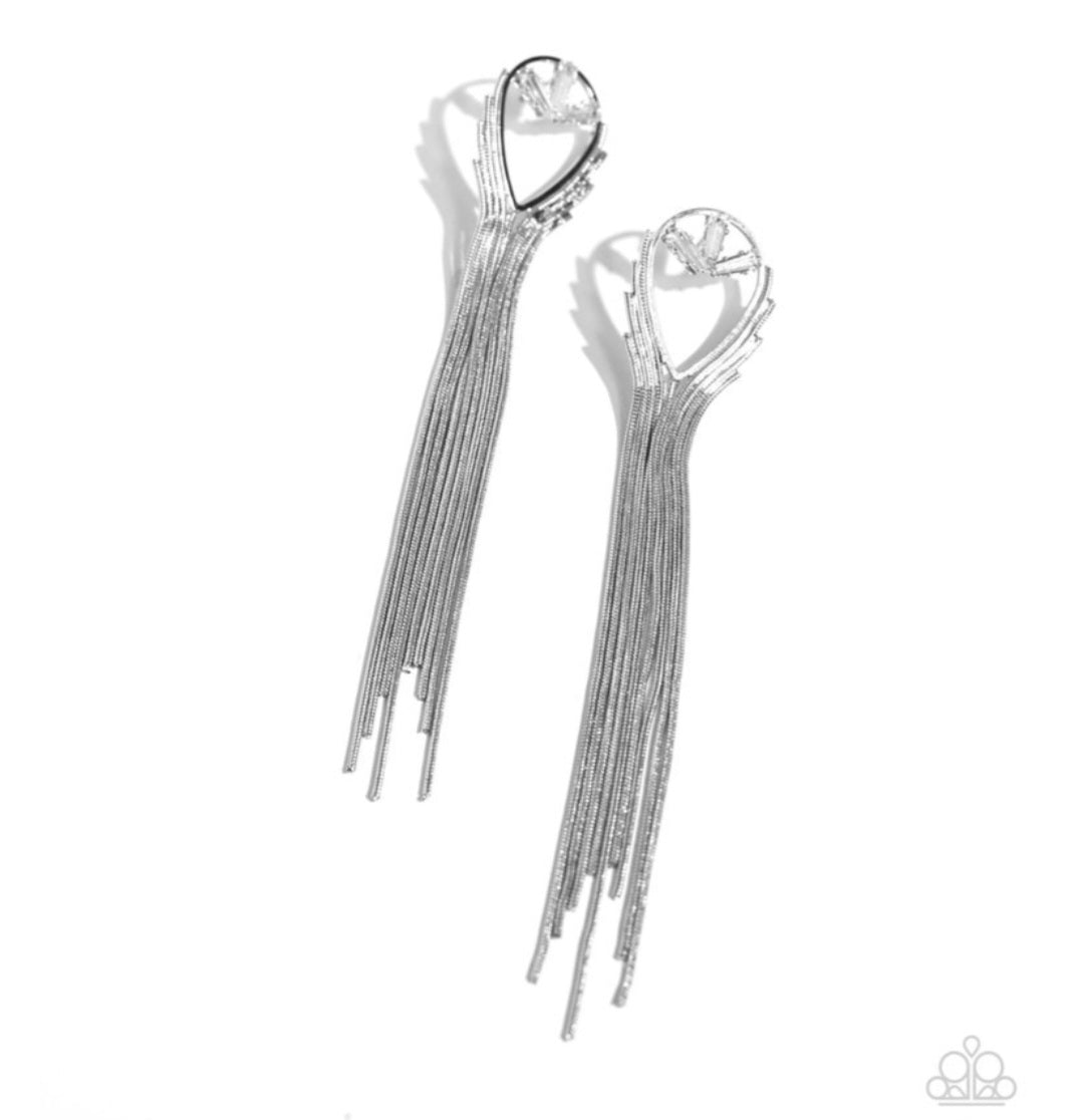 Elongated Effervescence- White Earrings