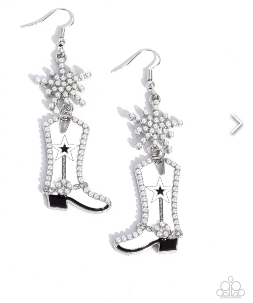 Compelling Cowboy- White Earrings