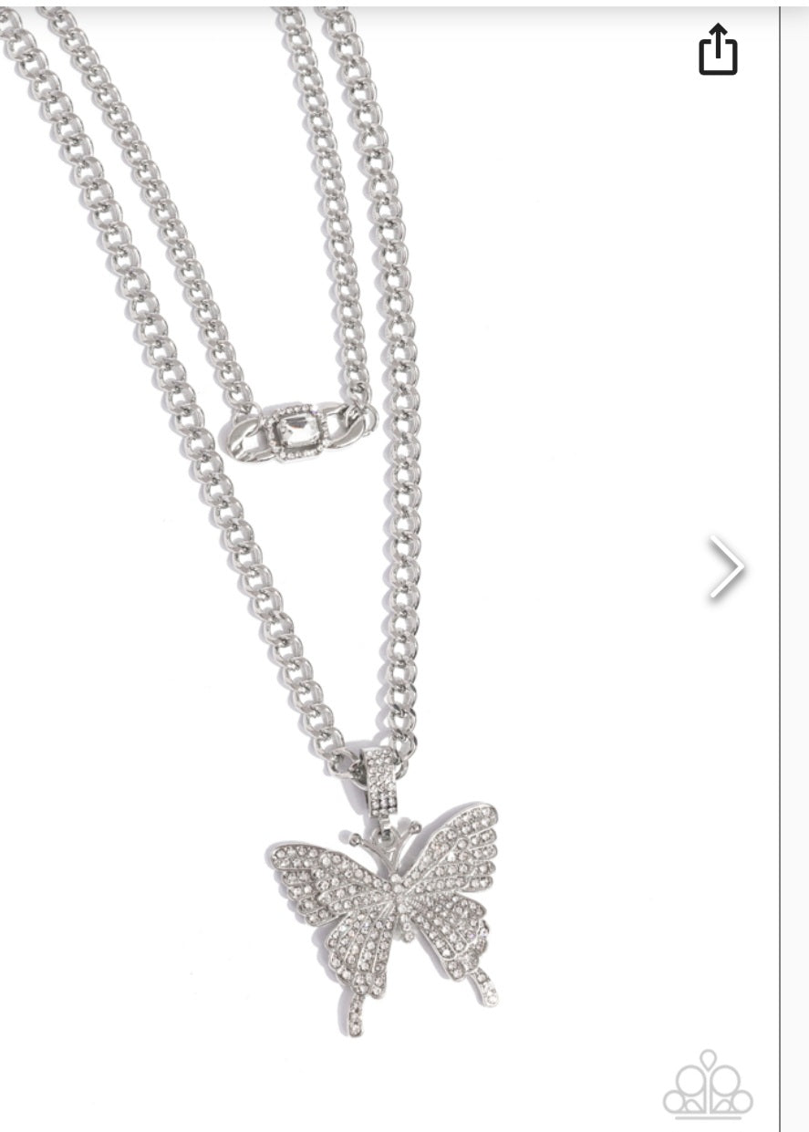 Aerial Arrangement - White Butterfly Necklace