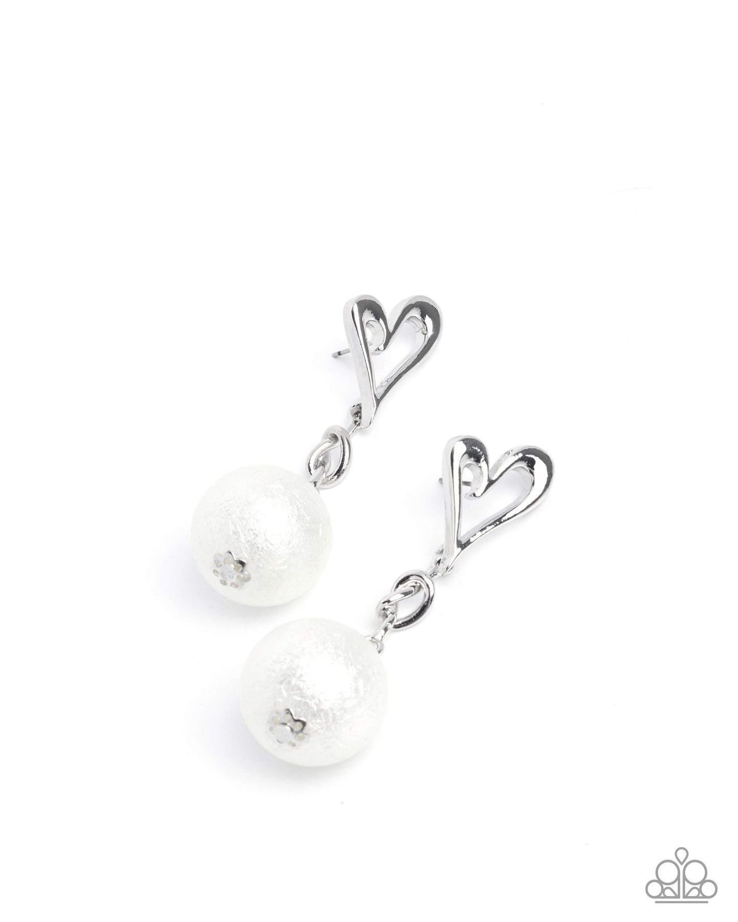 Sweetheart Sphere- White Pearl Earrings