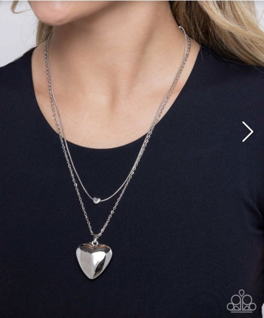 Halting Hearts- Silver Necklace