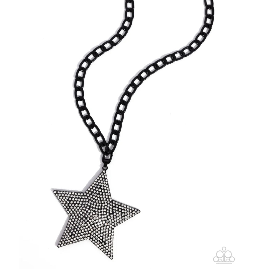 Stellar Selfie Star- Black Necklace