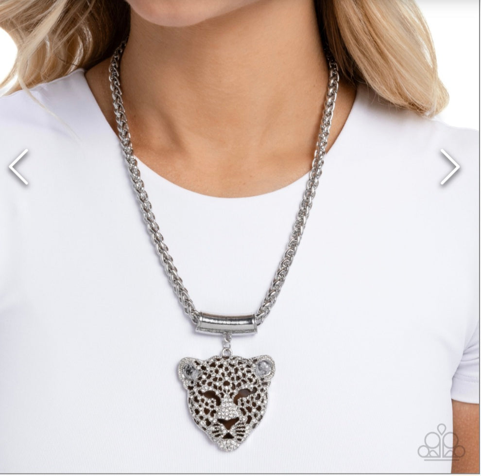 Leopard Necklace- Black & Silver