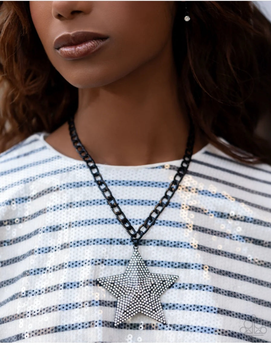 Stellar Selfie Star- Black Necklace