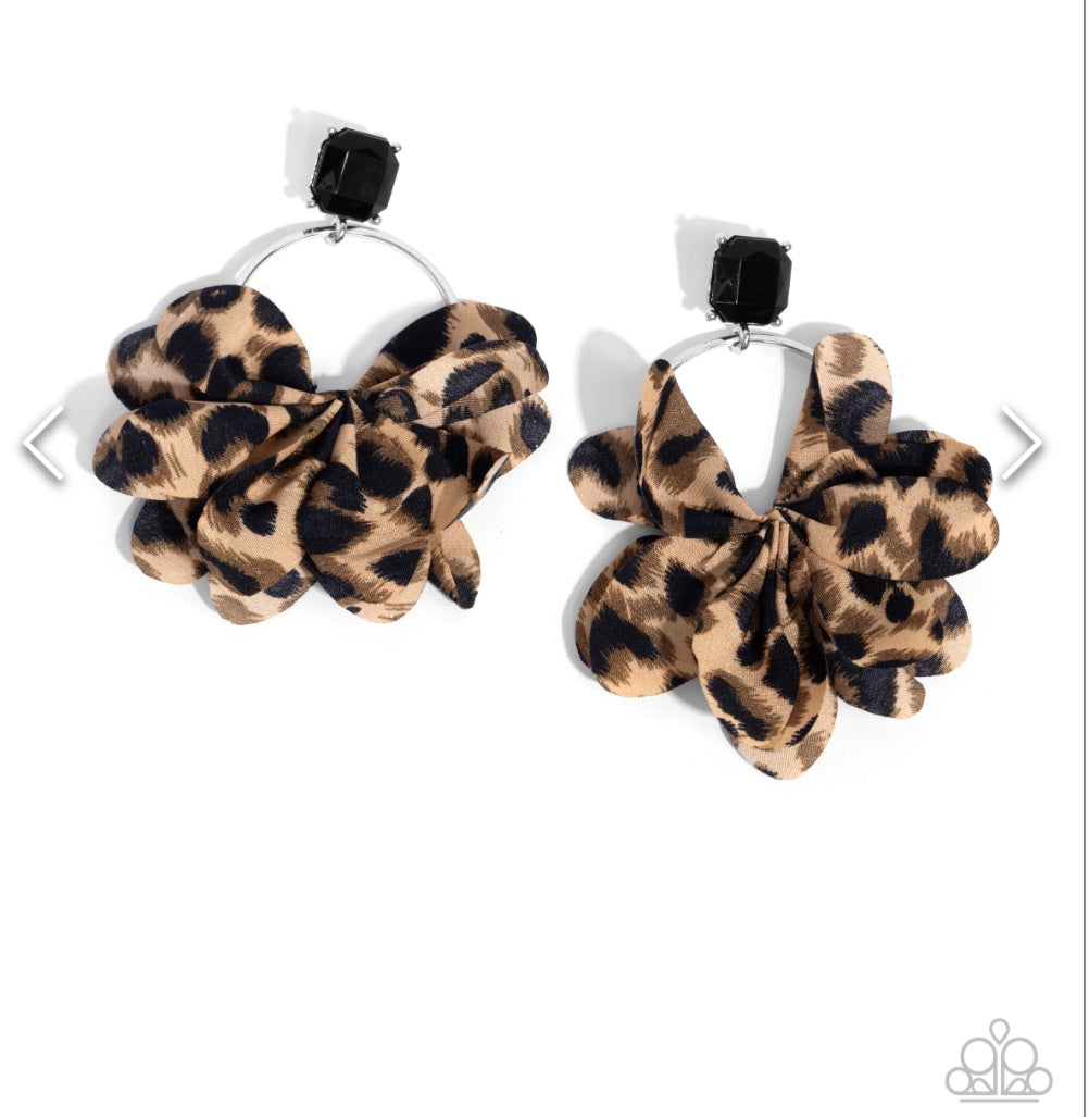 Charming Cheetah- Black Earrings