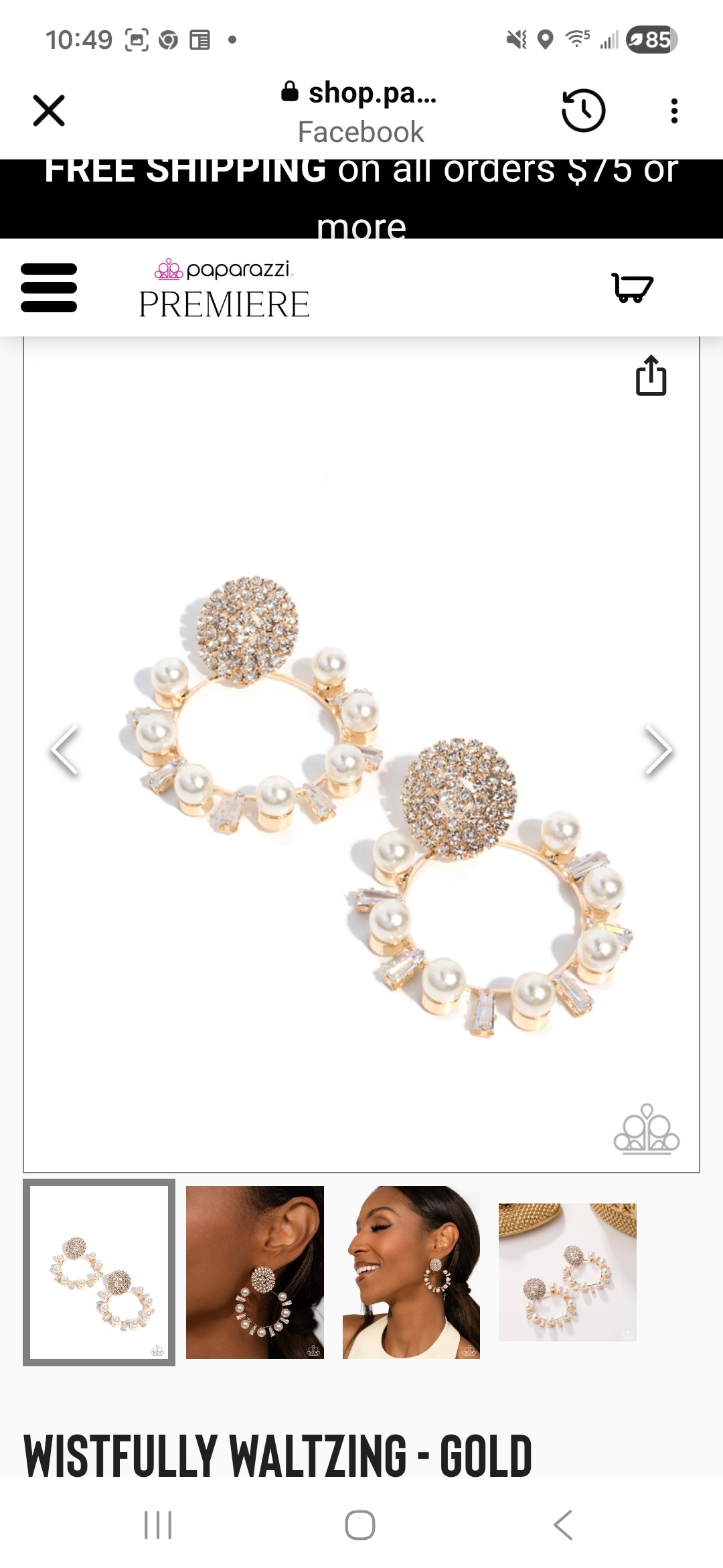 Wistfully Waltzing- Gold Pearl Earrings