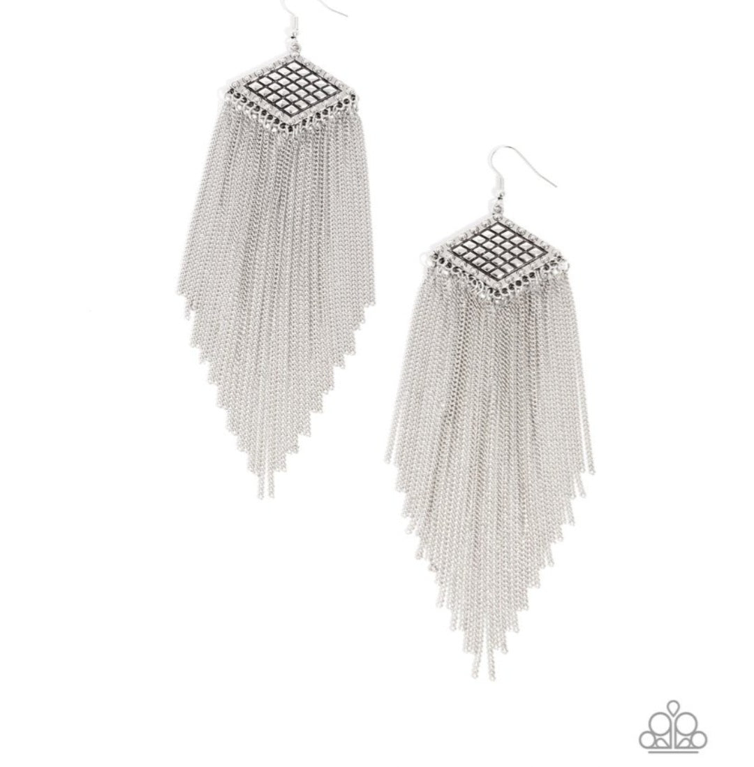 Forged Fringe- Silver Earrings