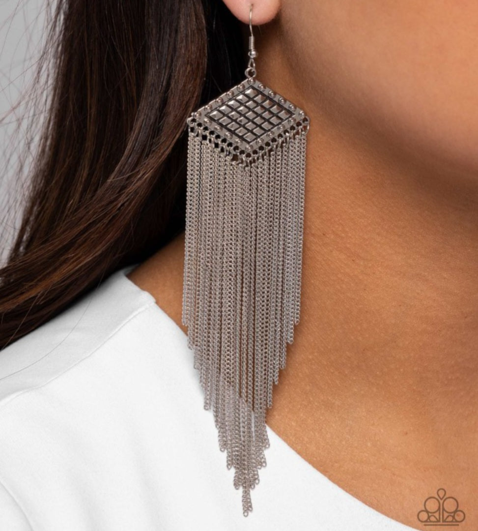 Forged Fringe- Silver Earrings