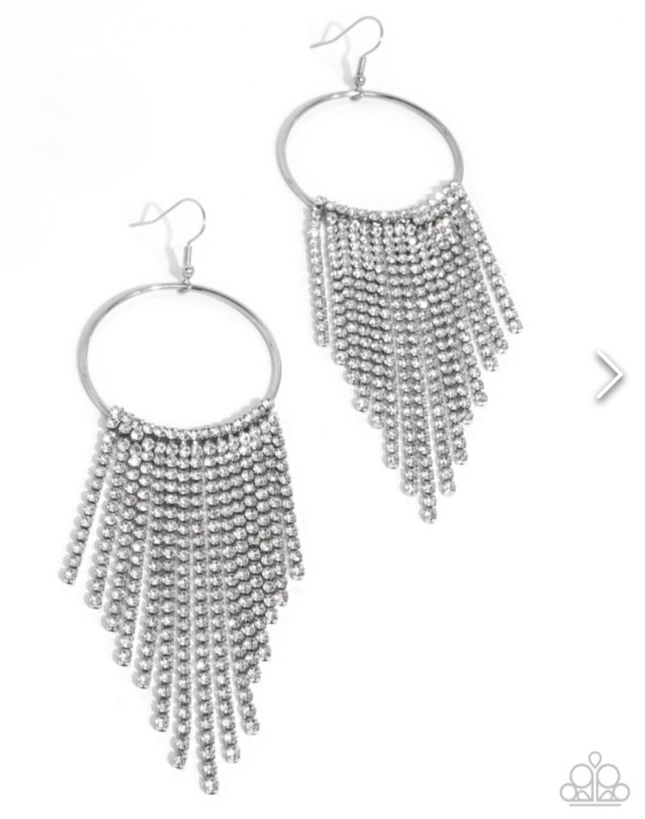 Streamlined Shimmer- White Earrings