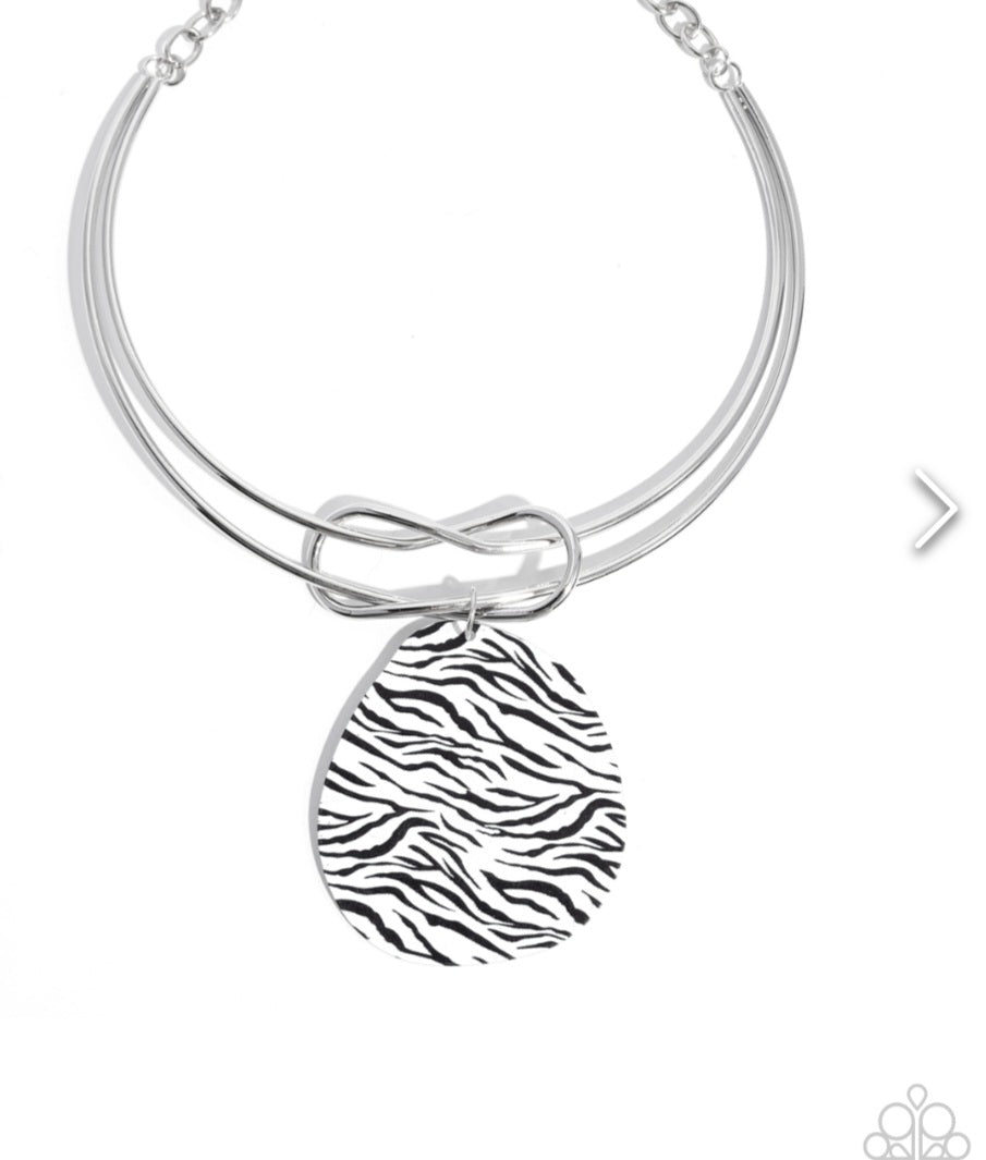 Running Wild White- Zebra Necklace