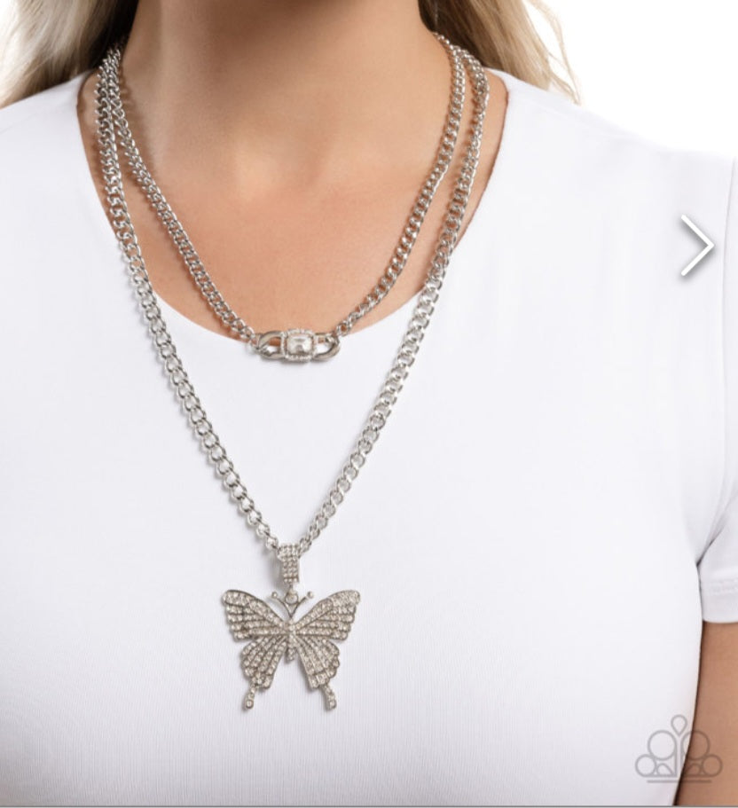 Aerial Arrangement - White Butterfly Necklace