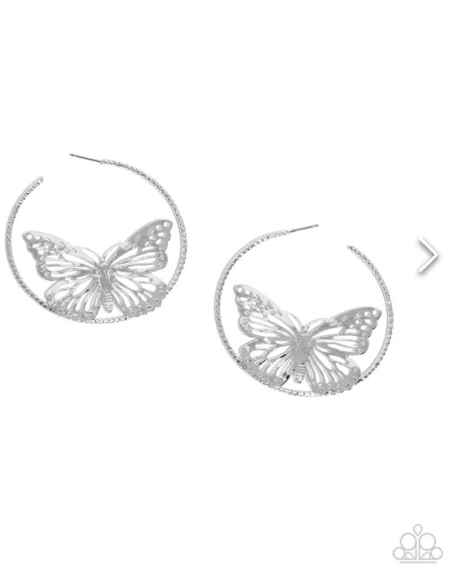 Aerial Alias-White Butterfly Earrings