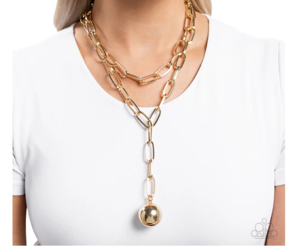 Balancing Ball- Gold Necklace