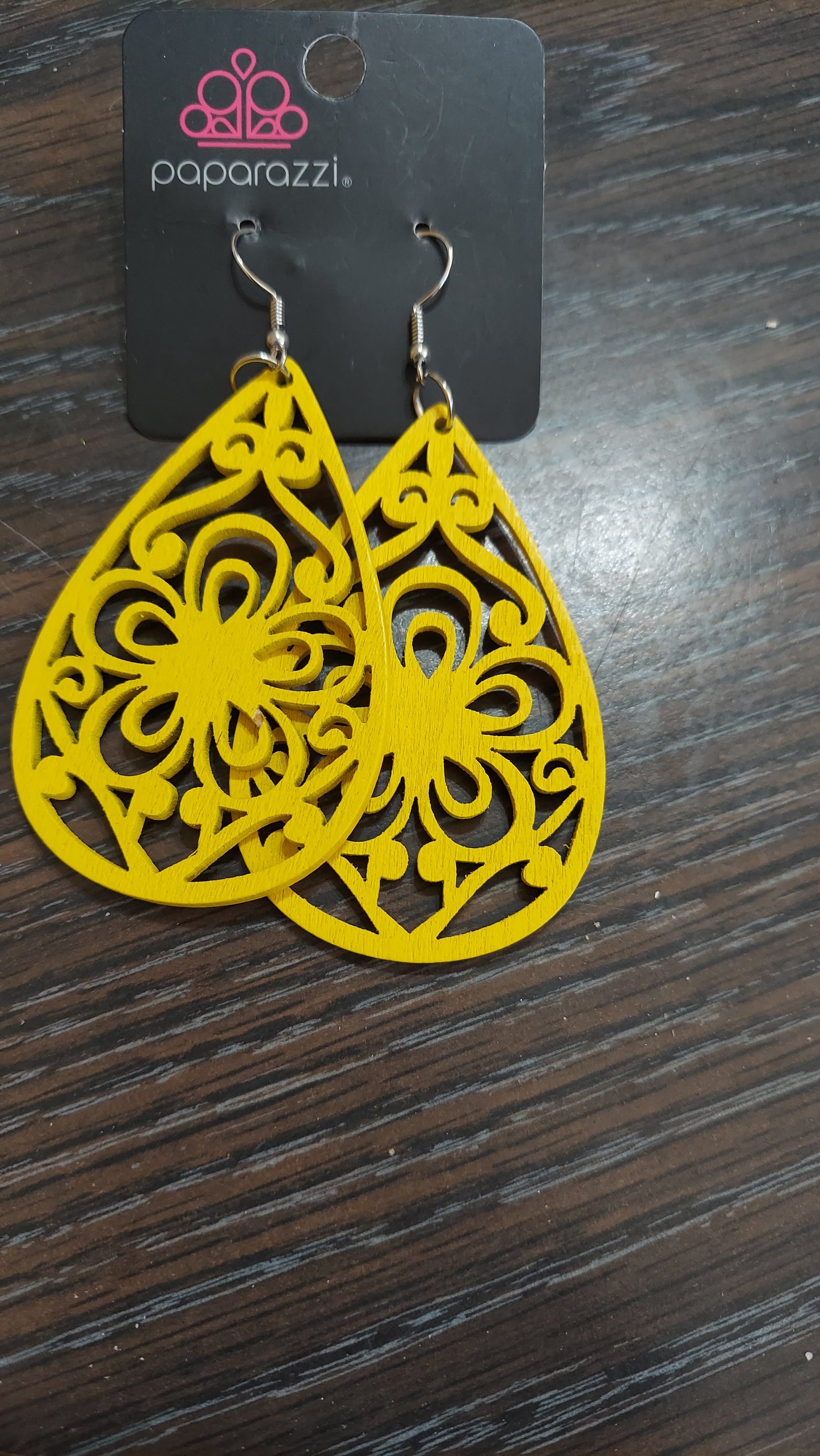 Wooden Earrings- Yellow
