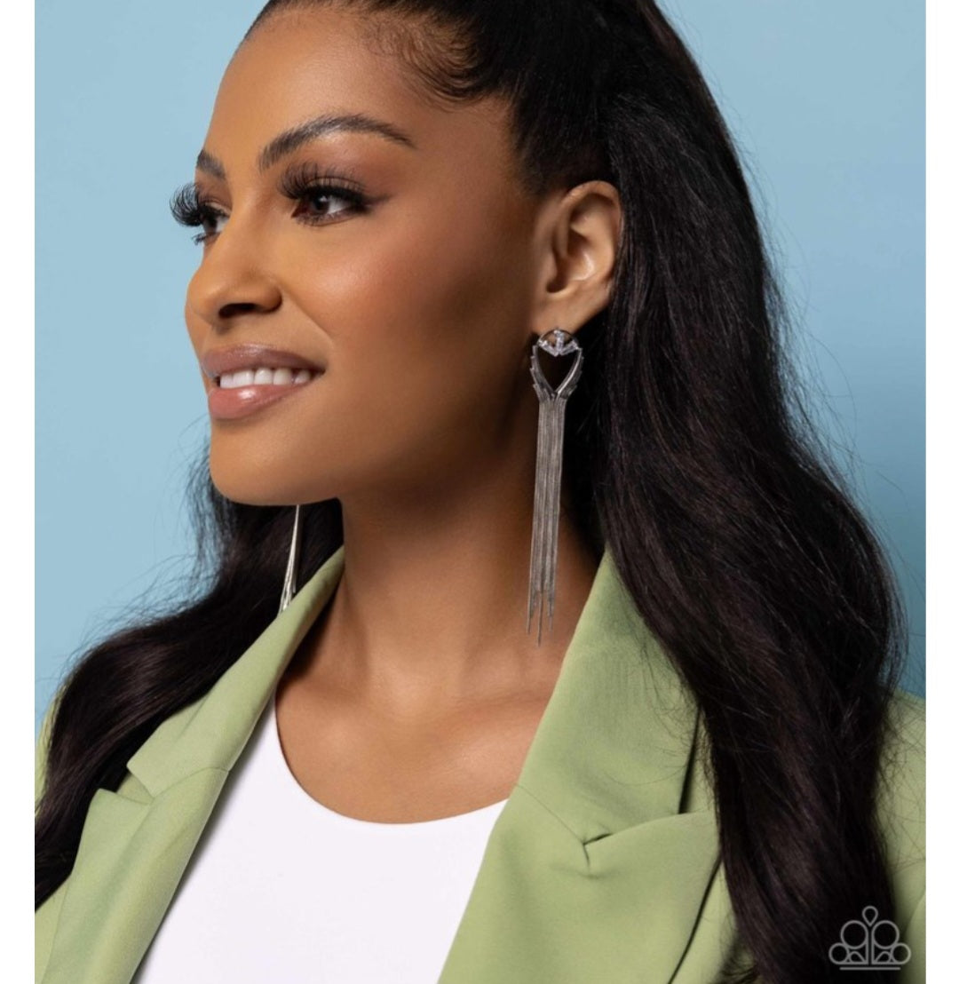 Elongated Effervescence- White Earrings