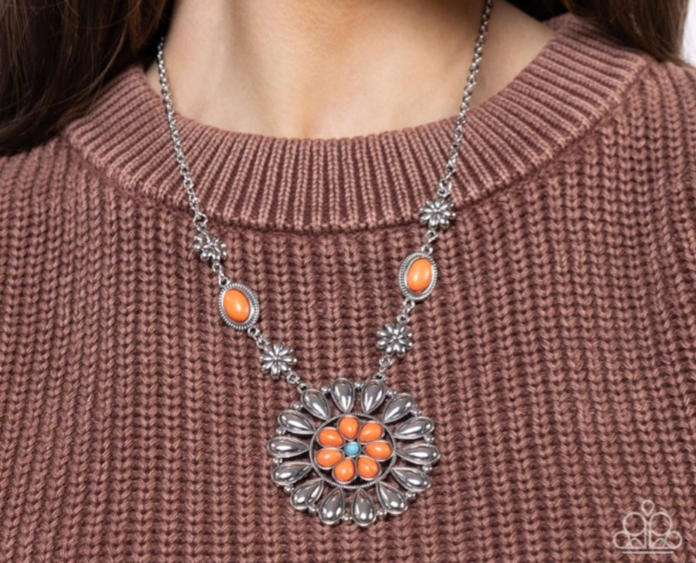 Ornate Opinion - Orange Necklace