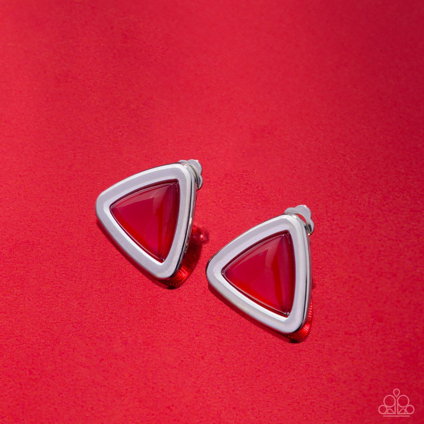 Triangular Taste-Red Clip-On Earrings