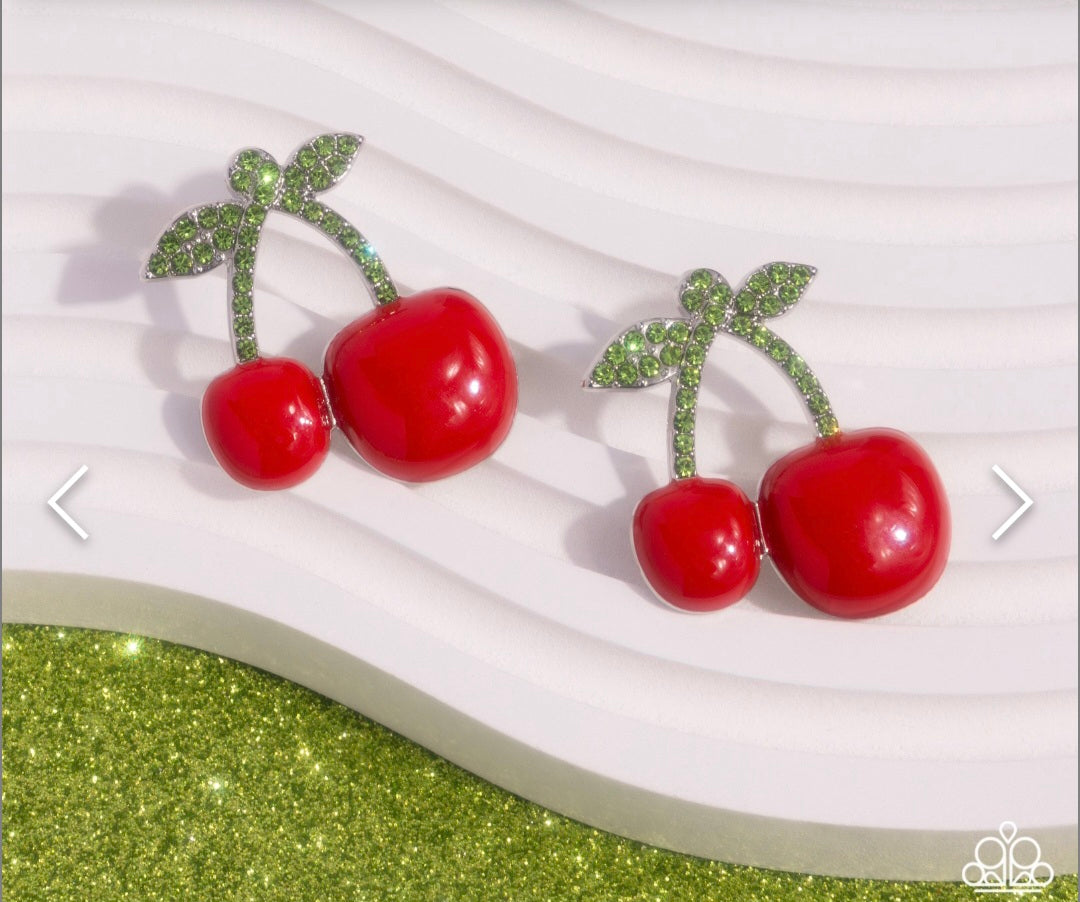 Charming Cherries- Red Earrings