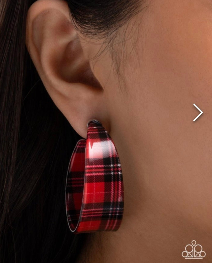 Fabulous Flannel- Red Earrings