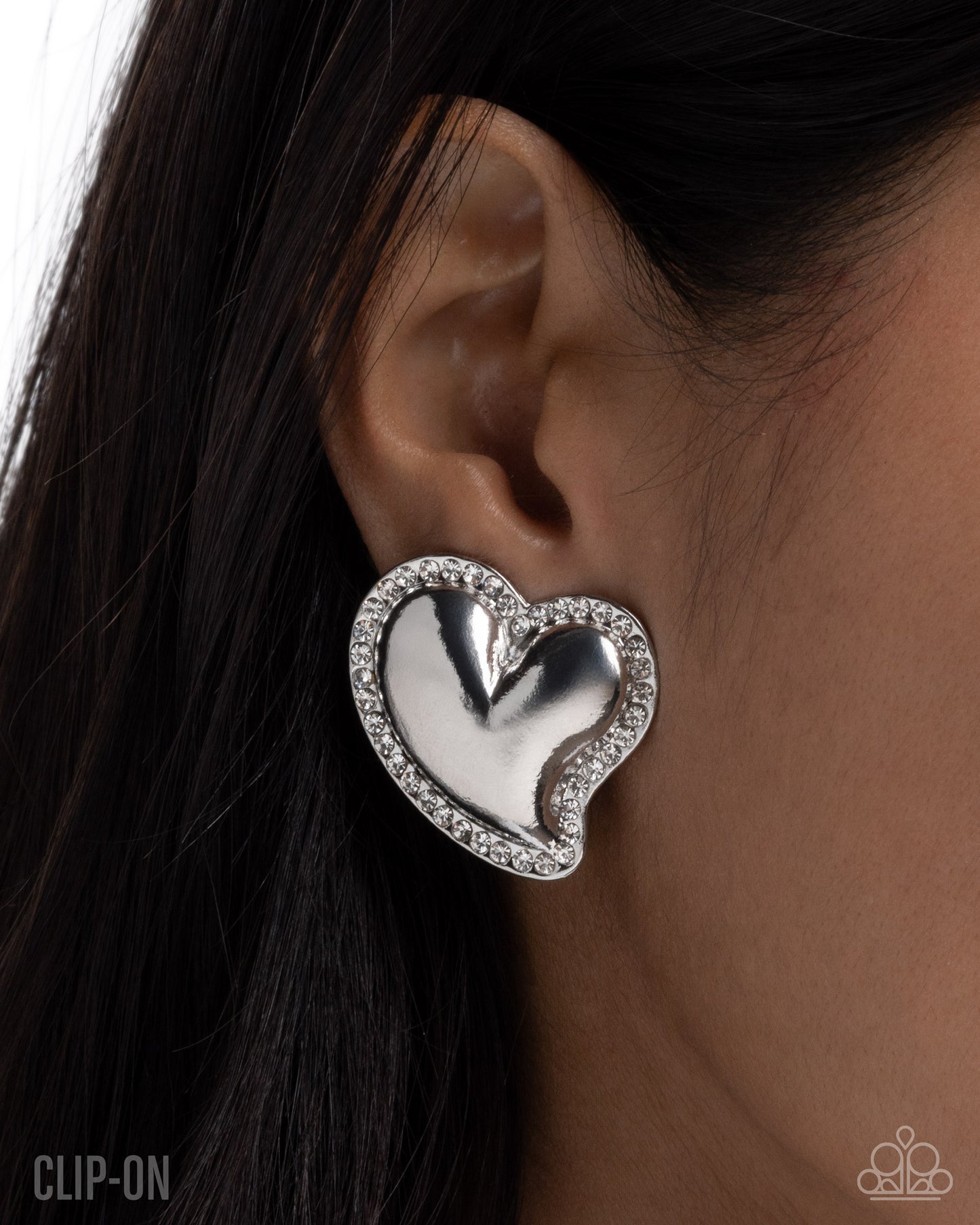 Lovable Luminescent- Clip-On Silver Heart Earrings