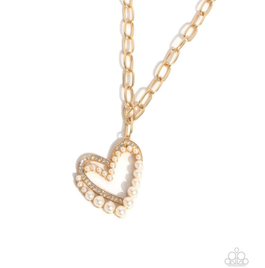 Introducing Me- Gold heart Pearl Necklace