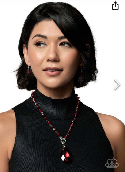 Teardrop Tale- Red Necklace
