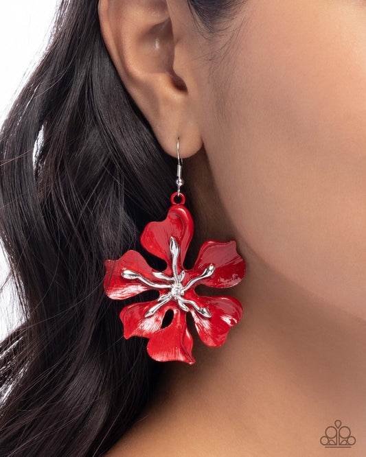 Floral Faction- Red Earrings
