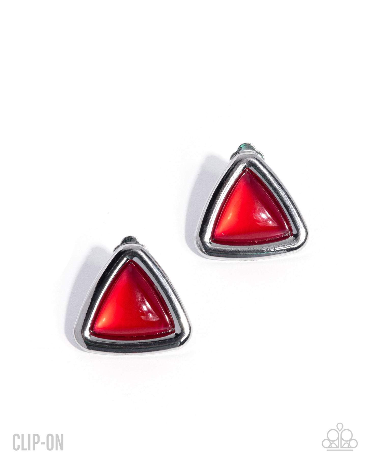 Triangular Taste-Red Clip-On Earrings