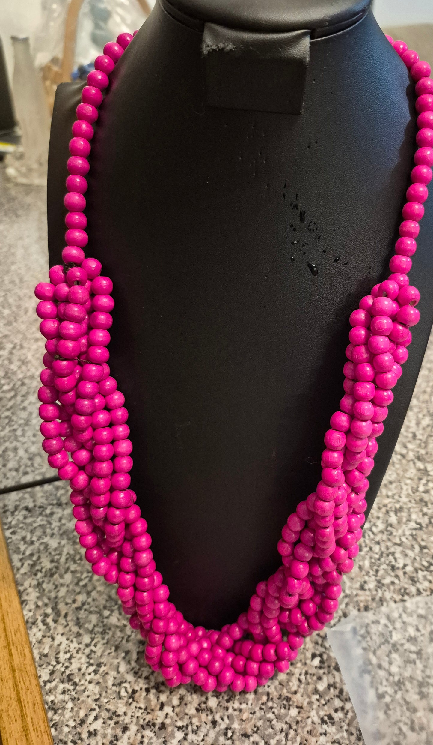 Tahiti Tropic Pink- Wood Necklace