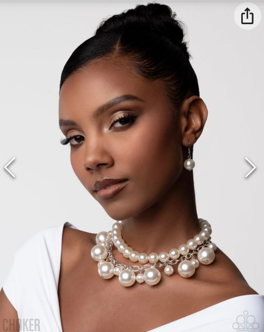 Sophisticated to the Max- White Pearl Necklace